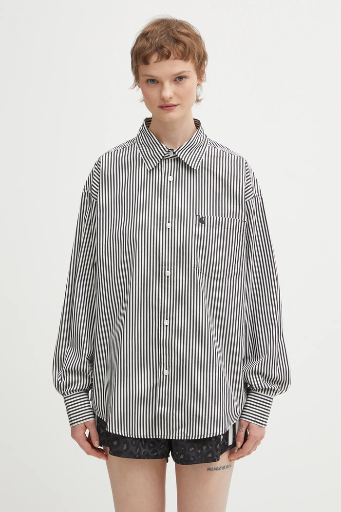 Bavlněná košile Carhartt WIP W‘ LS Daldry Shirt relaxed černá I035955.3J7XX