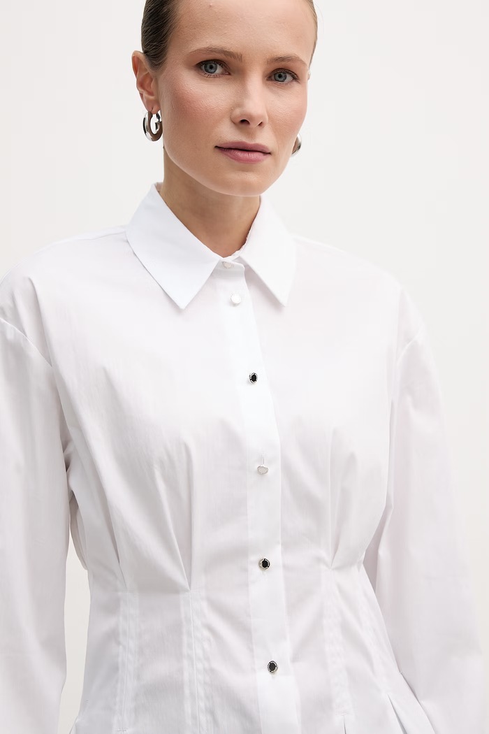 Morgan cămașă alb CORSET