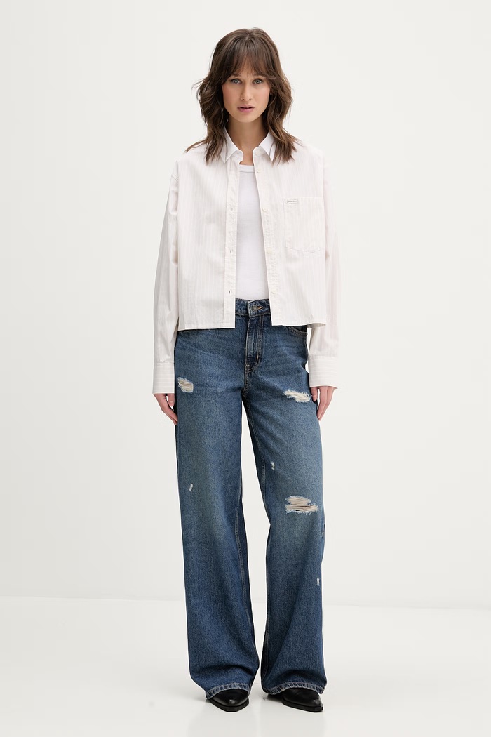 Bavlněná košile Guess Jeans W6RH64.WH7Q1 béžová SS26