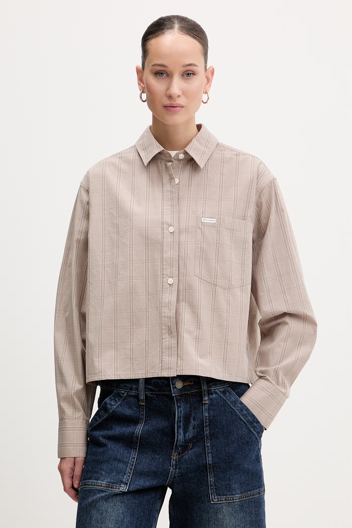 Guess Jeans koszula bawełniana wzorzyste beżowy W6RH64.WH7Q1