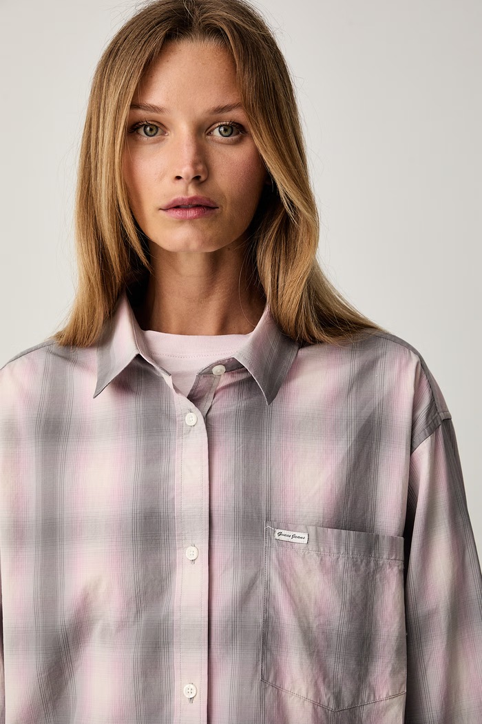 Guess Jeans рубашка для женщин из хлопка серый W6RH64.WH7Q1