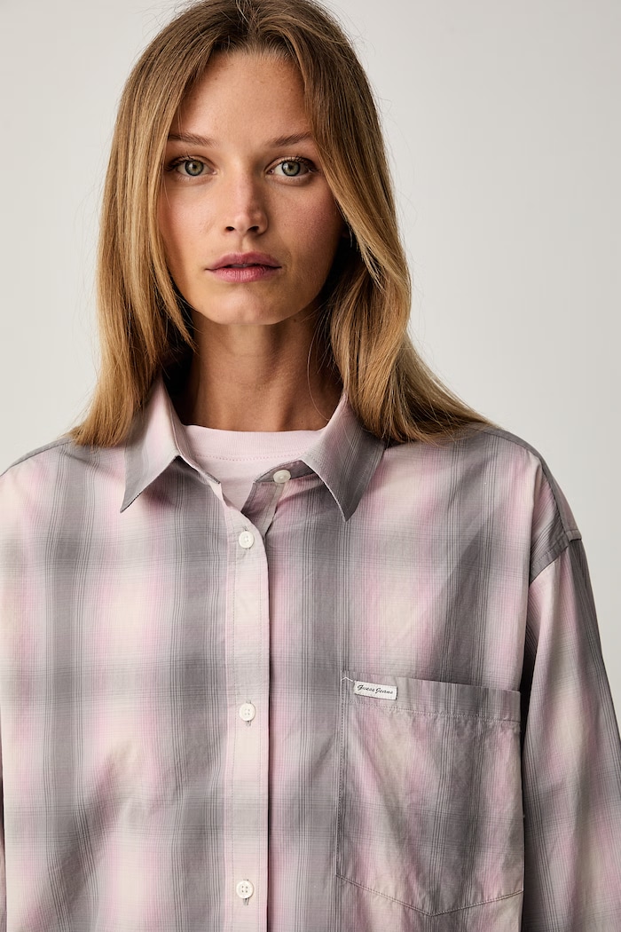 Guess Jeans рубашка для женщин из хлопка серый W6RH64.WH7Q1