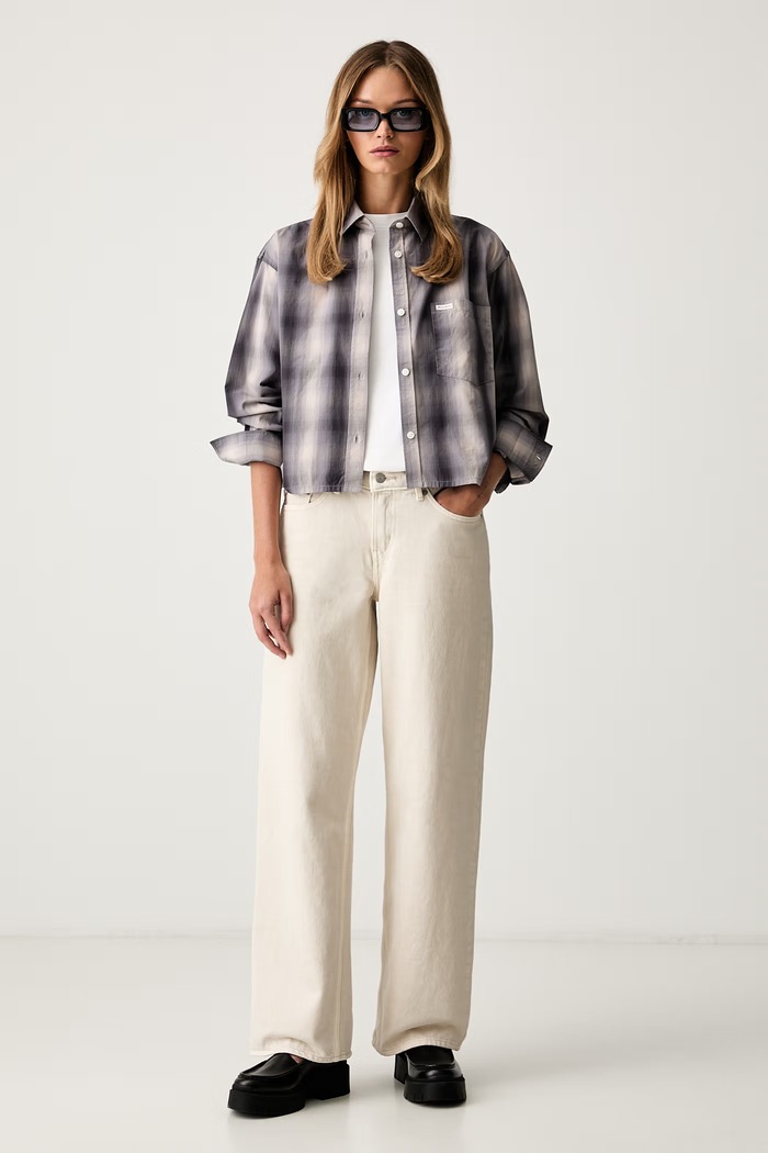 Guess Jeans koszula damska bawełniana W6RH64.WH7Q1 szary SS26