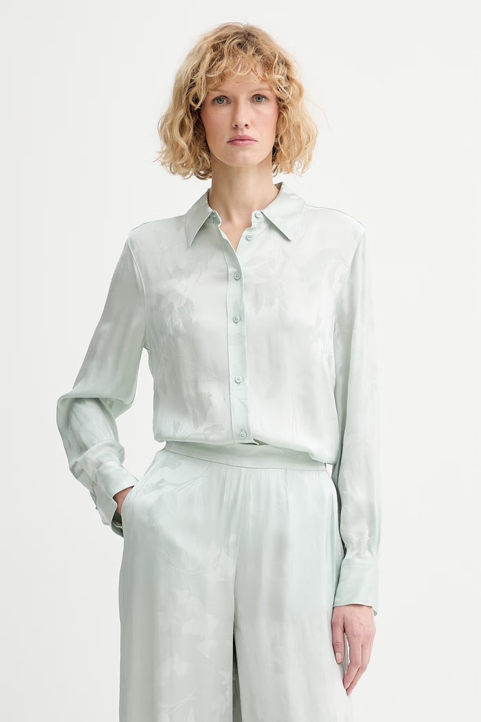 Calvin Klein koszula damska z wiskozy zielony LV044F107G