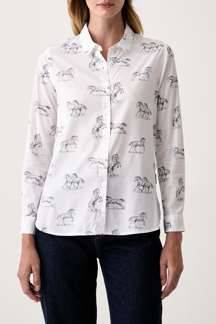 Barbour košile dámská s bavlnou Safari bílá LSH1357