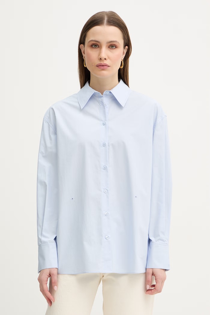 Twinset koszula bawełniana bawełna niebieski 261TE2010