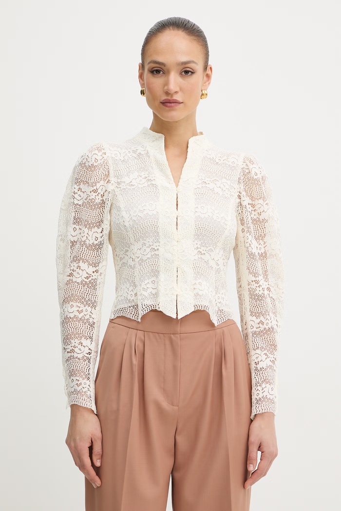 Twinset košeľa dámska s viskózou béžová 261TP2902