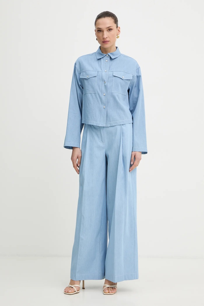 Twinset Хлопковая рубашка Twinset 261TF2081 голубой SS26