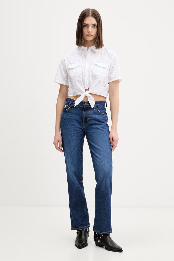 Guess Jeans košulja za žene od pamuka W6GHA3.WO331 bijela SS26