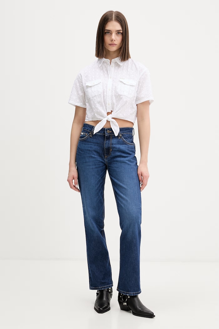 Guess Jeans košulja za žene od pamuka W6GHA3.WO331 bijela SS26