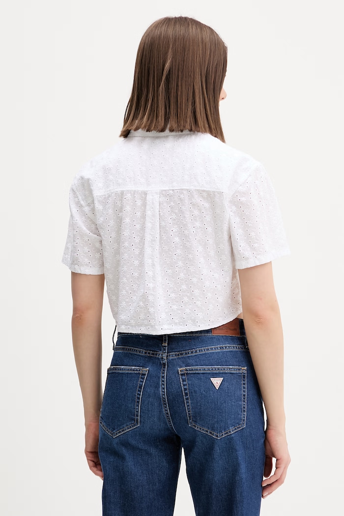 Odjeća Guess Jeans košulja za žene od pamuka W6GHA3.WO331 bijela