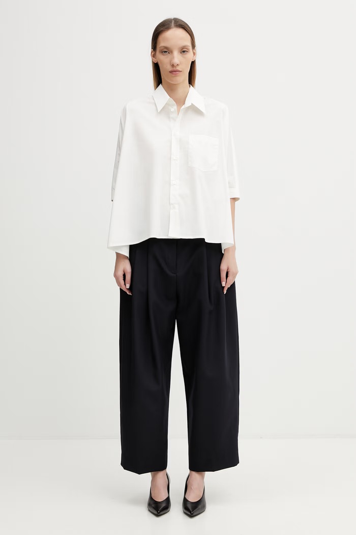 MM6 Maison Margiela πουκάμισο βαμβακερό γυναικείο S52DL0236.M35256.101 μπεζ