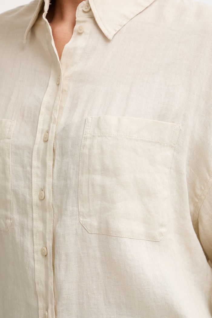 United Colors of Benetton košeľa safari dámska ľanová 5BMLDQ0DA béžová