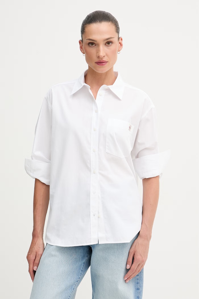 Calvin Klein Jeans női pamut ing fehér LV047F147G