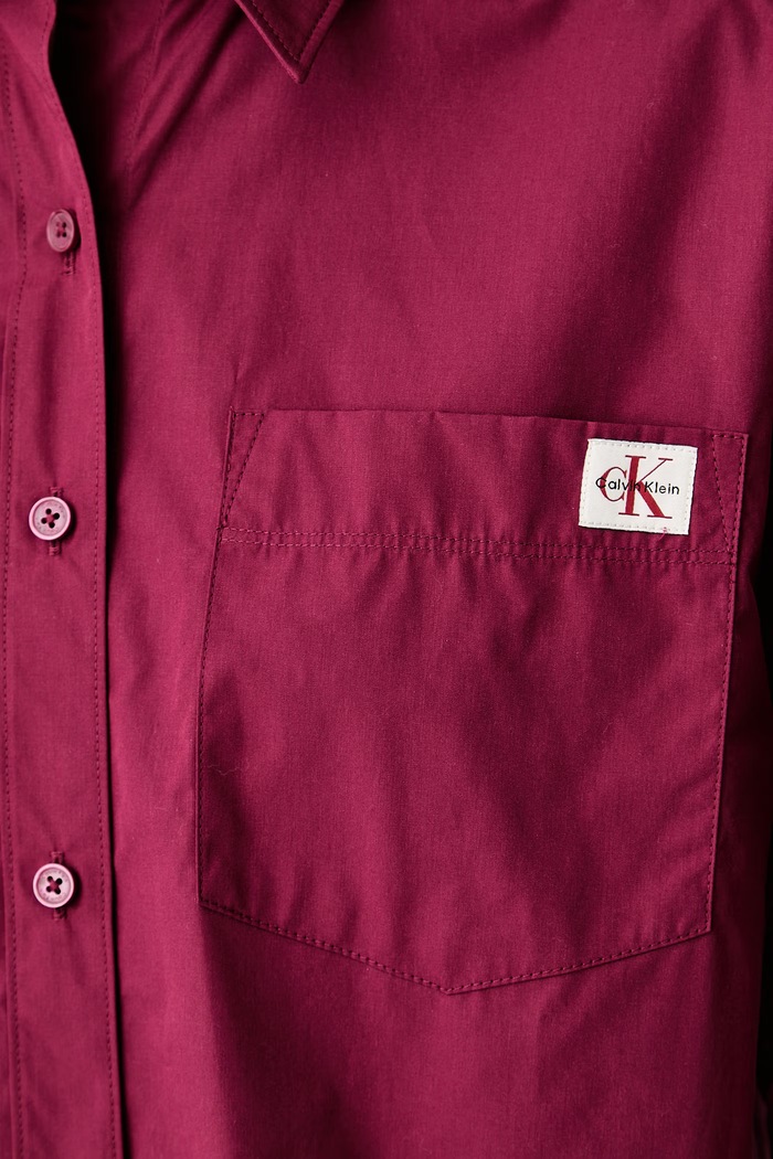Calvin Klein Jeans πουκάμισο γυναικείο βαμβακερό LV047F148G μπορντό