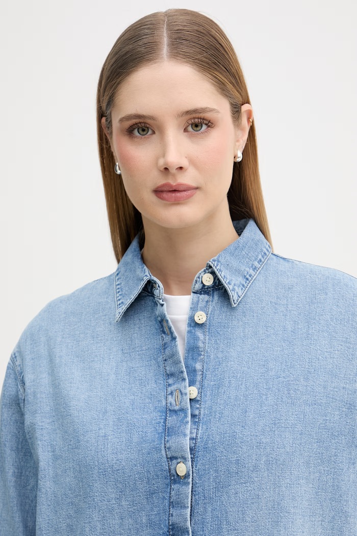 Calvin Klein Jeans košeľa dámska rifľová modrá LV047F784G