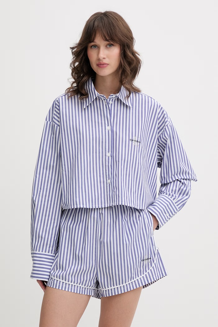 Calvin Klein Underwear cămașă pentru femei, din bumbac albastru LV00QS7605