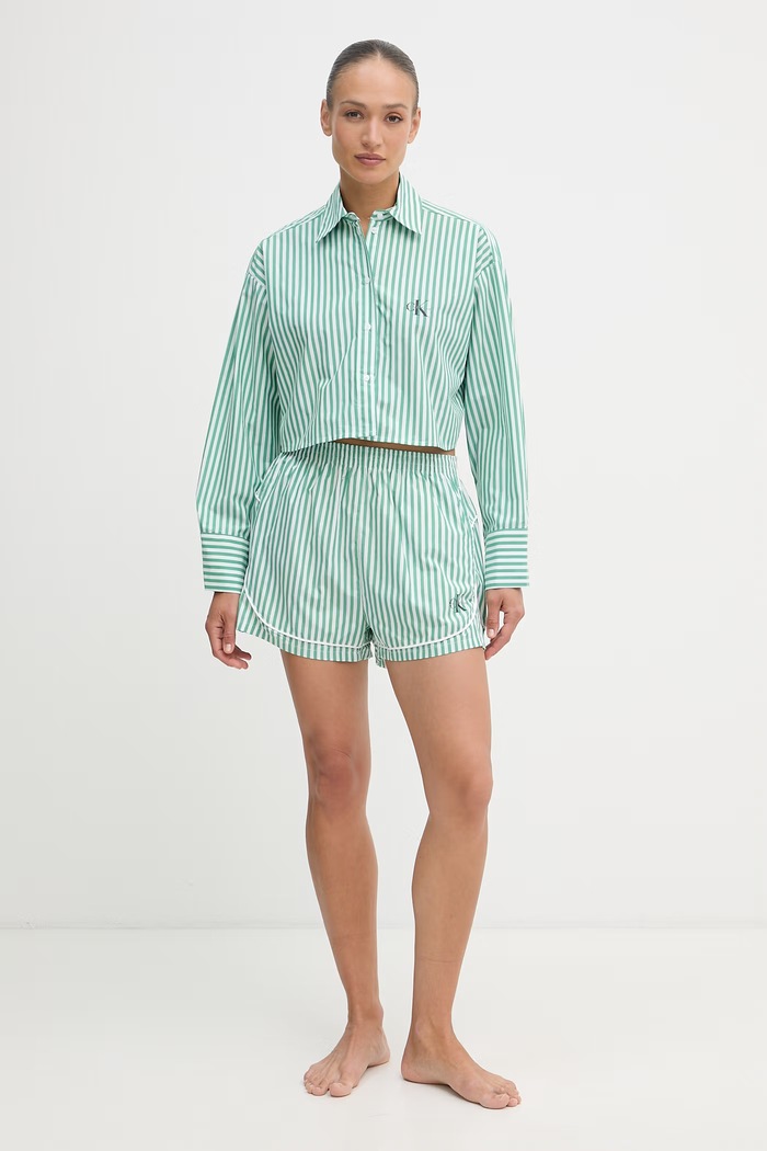 Calvin Klein Underwear košeľa dámska bavlnená LV00QS7605 zelená SS26