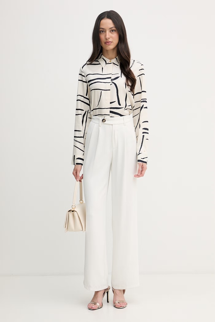 Tommy Hilfiger košeľa dámska z viskózy WW0WW49611 béžová SS26