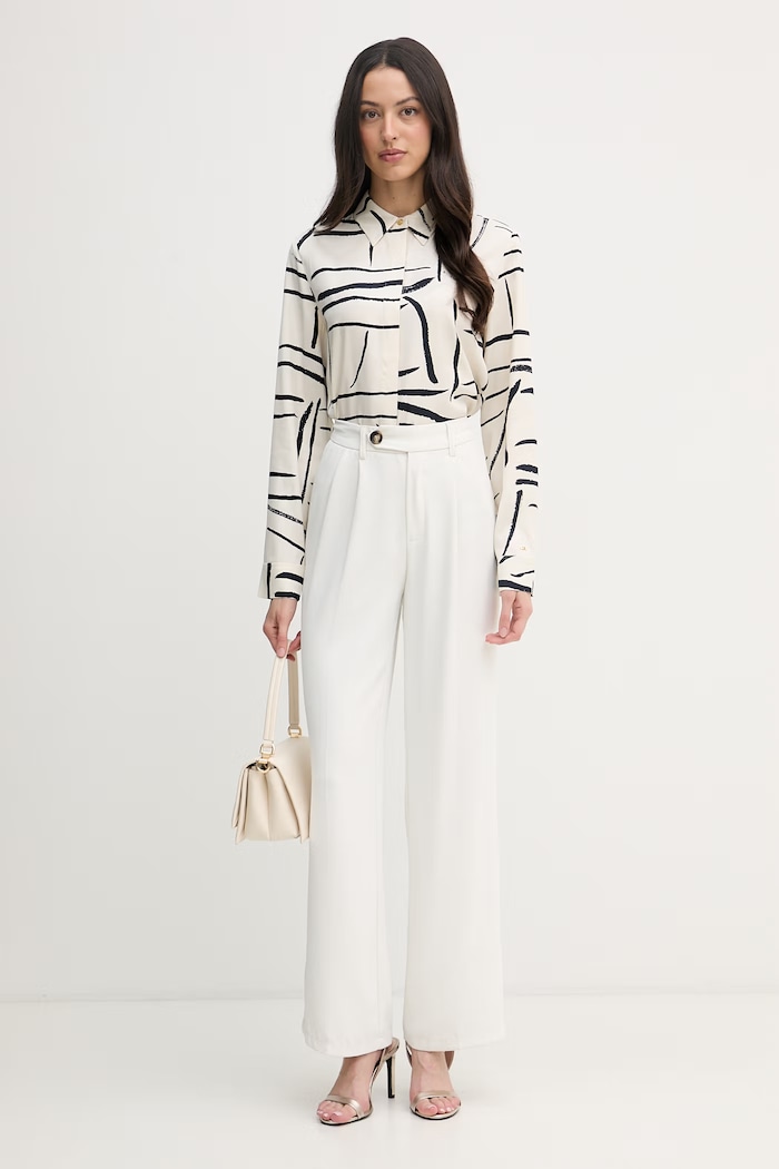 Tommy Hilfiger košeľa dámska z viskózy WW0WW49611 béžová SS26