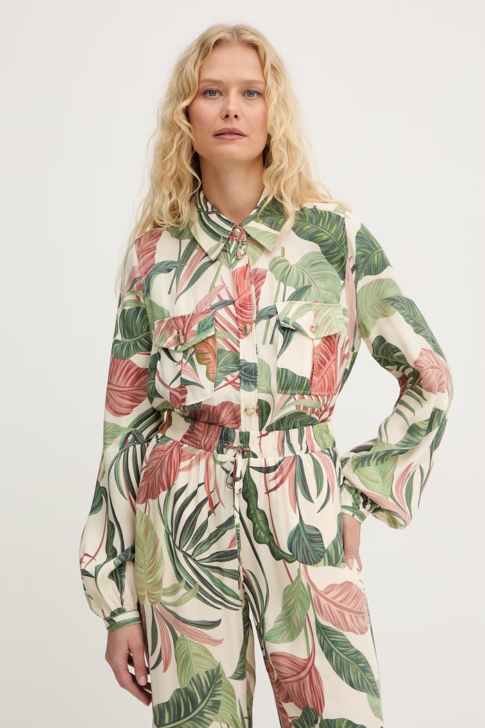 Guess košeľa dámska s viskózou DALIA zelená W6GH22.W1789