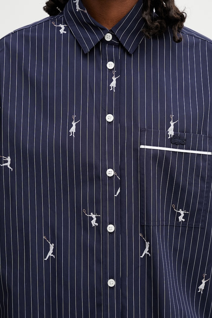 Риза дамска от памук Lacoste CF0586 тъмносин