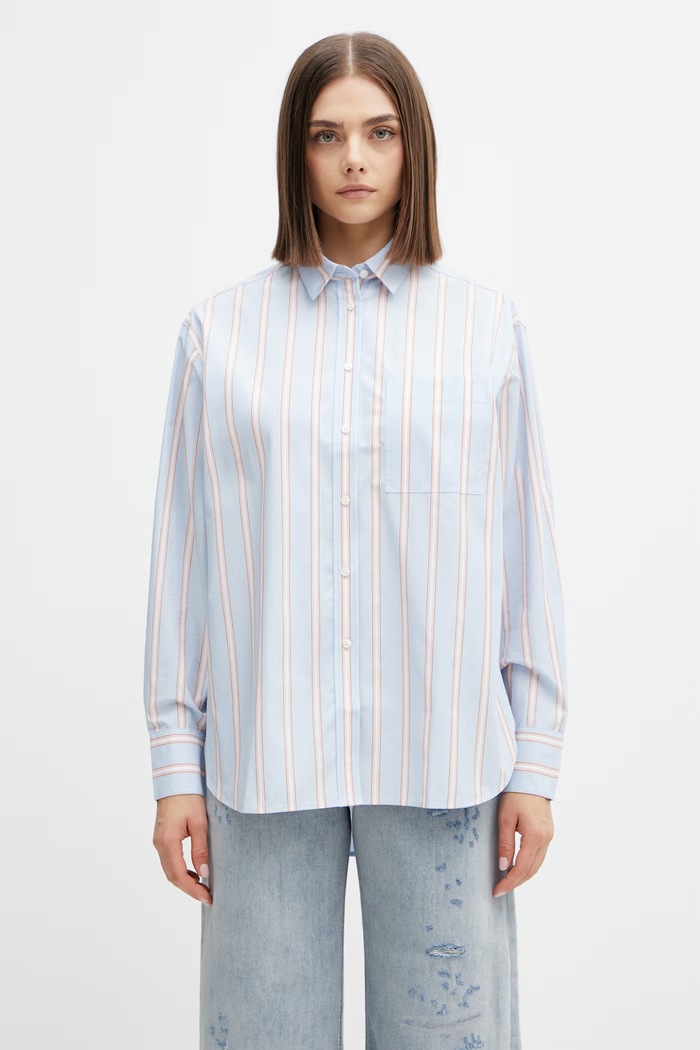 Lacoste Πουκάμισο βαμβακερό γυναικείο μπλε CF1054