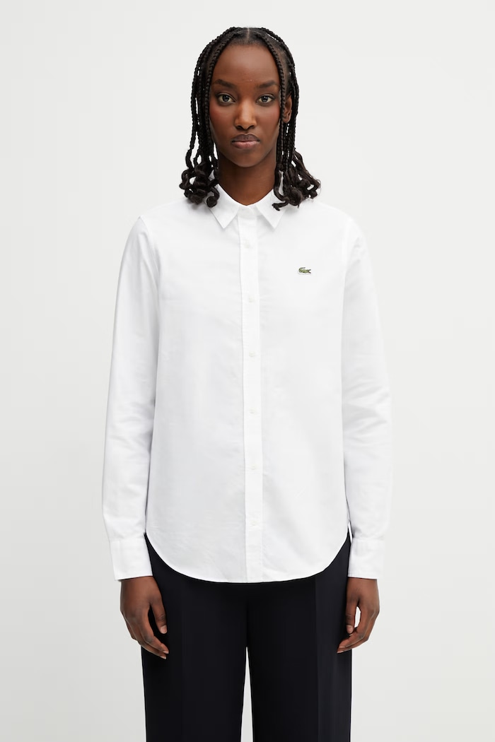 Lacoste oxford košulja od pamuka za žene bijela CF1195