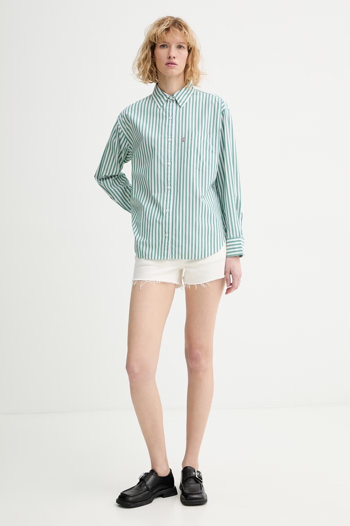 Levi's koszula bawełniana HARLIE BOYFRIEND 001HM.0015 zielony SS26