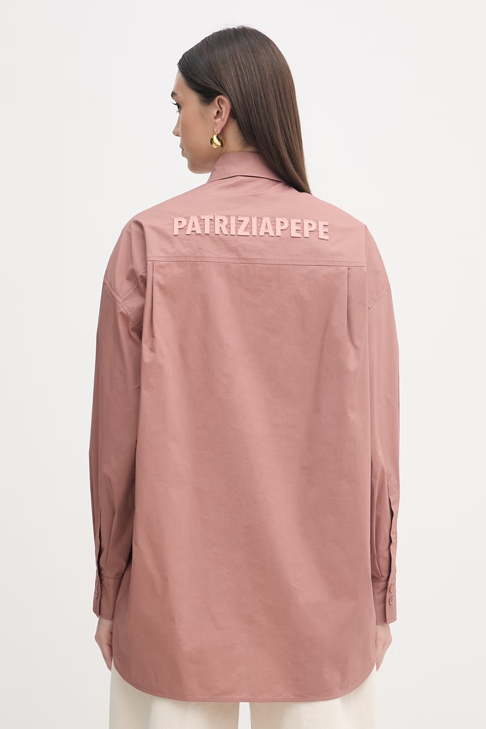 Patrizia Pepe πουκάμισο ανδρικό βαμβακερό καφέ 2C1658.A9B9