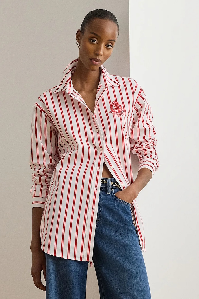 Lauren Ralph Lauren dámska bavlnená košeľa červená 200P08746