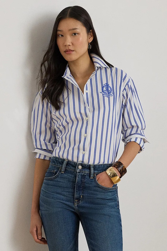 Lauren Ralph Lauren dámska bavlnená košeľa modrá 200P08746