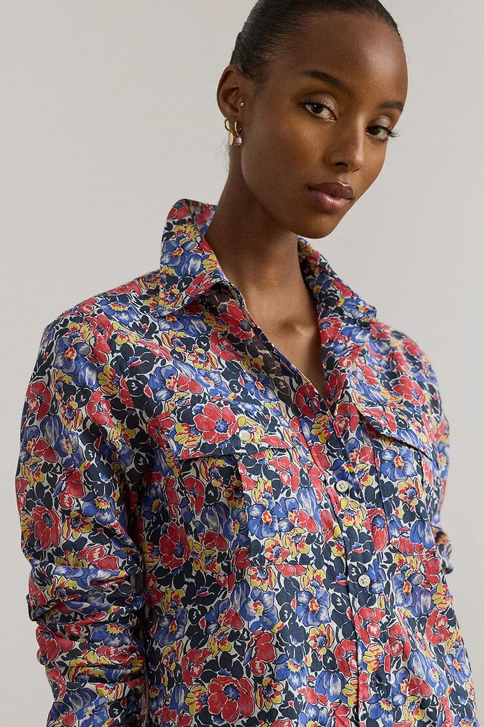 Lauren Ralph Lauren cămașă femei din bumbac multicolor 200P08827