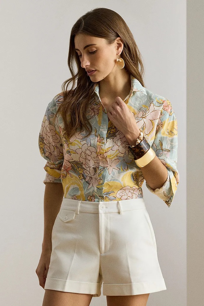 Lauren Ralph Lauren koszula damska lniana beżowy 200P08906