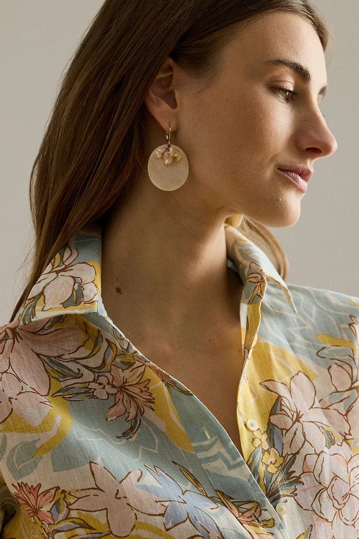 Lauren Ralph Lauren koszula damska lniana beżowy 200P08906