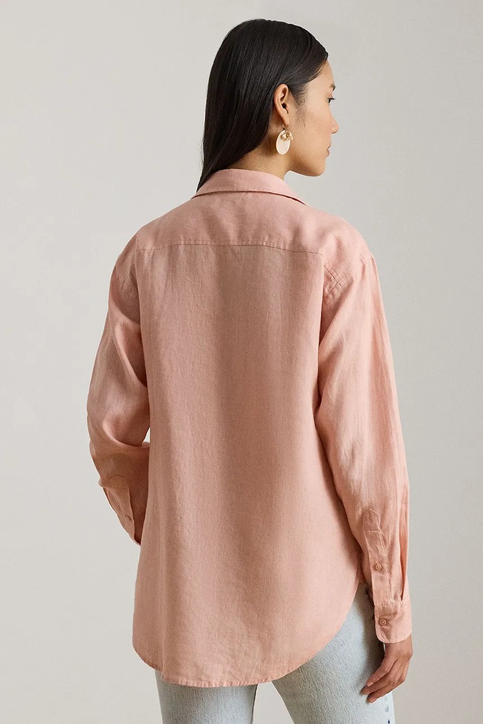 Lauren Ralph Lauren Košeľa dámska ľanová 200P08913 oranžová SS26
