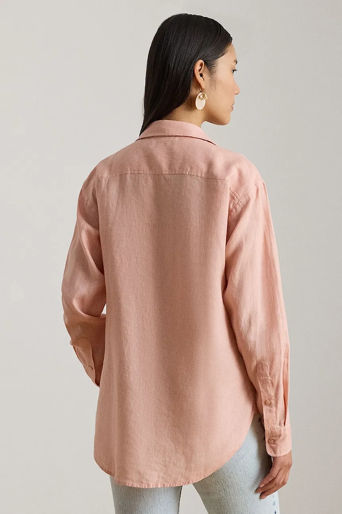 Lauren Ralph Lauren Košeľa dámska ľanová 200P08913 oranžová SS26