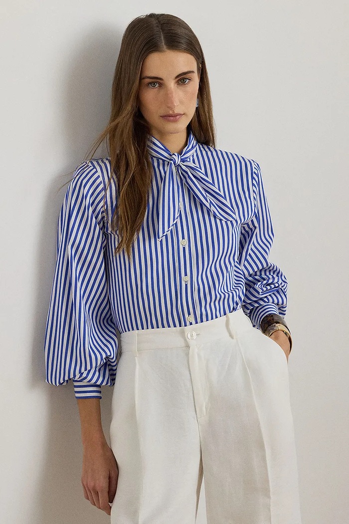Lauren Ralph Lauren dámska bavlnená košeľa modrá 200P13470