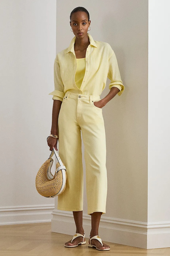 Îmbrăcăminte Lauren Ralph Lauren cămașă de in pentru femei 200P13588 galben