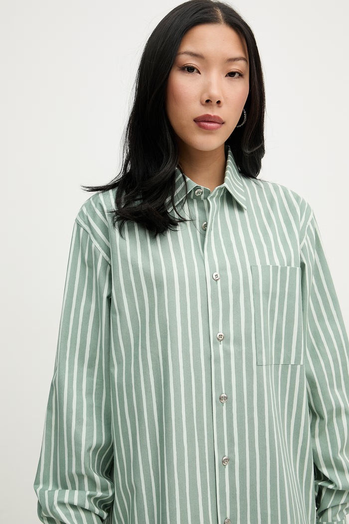 Marimekko košeľa dámska bavlnená zelená 095232