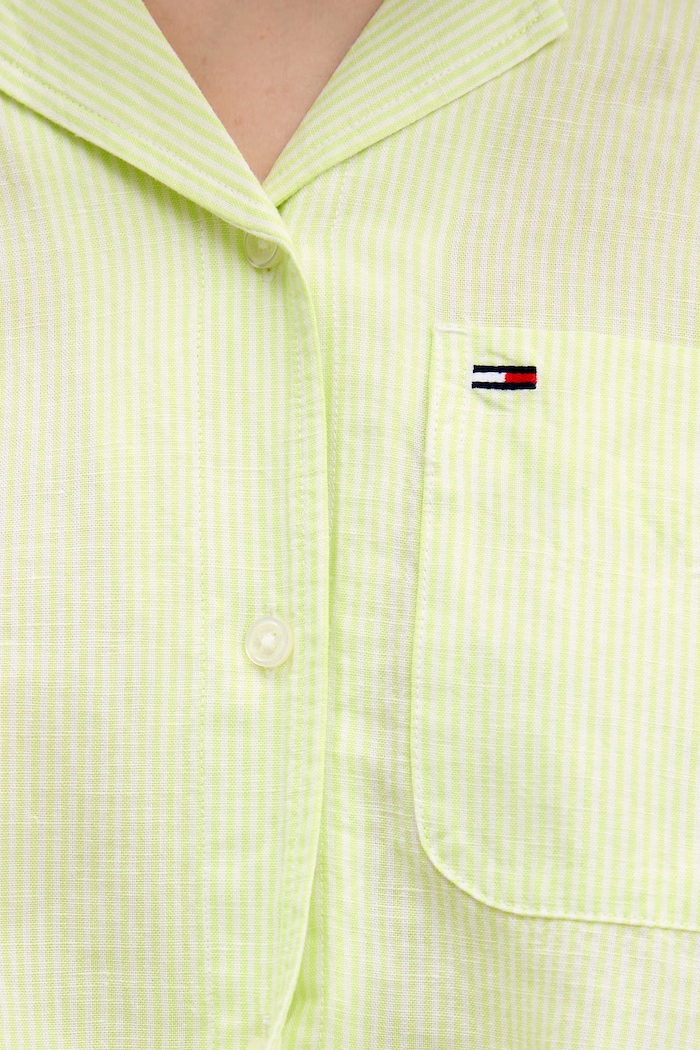 Tommy Jeans koszula damska z lnem DW0DW22210 zielony