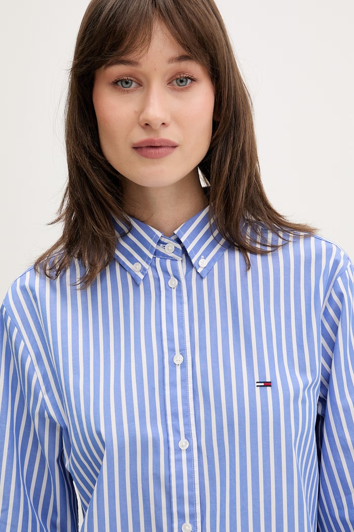 Tommy Jeans cămașă pentru femei, din bumbac albastru DW0DW22211