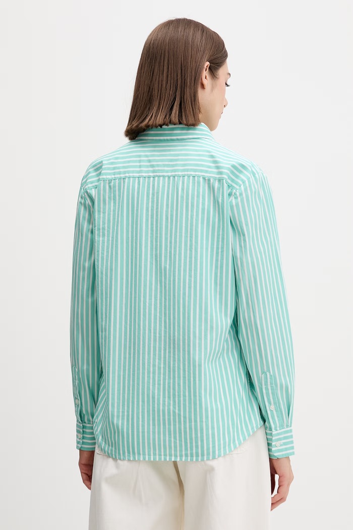 Îmbrăcăminte Tommy Jeans cămașă pentru femei, din bumbac DW0DW22211 turcoaz