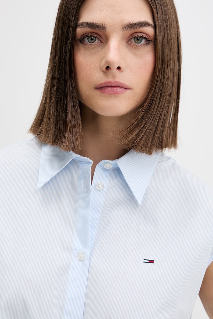 Tommy Jeans cămașă pentru femei, din bumbac albastru DW0DW22212