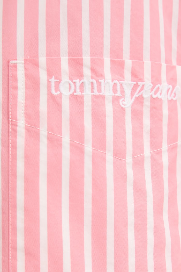 Tommy Jeans košeľová blúzka dámska bavlnená DW0DW22218 ružová