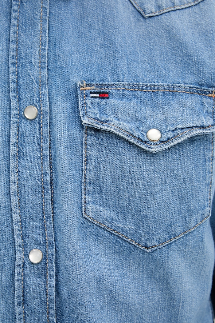 Tommy Jeans koszula damska jeansowa DW0DW22737 niebieski