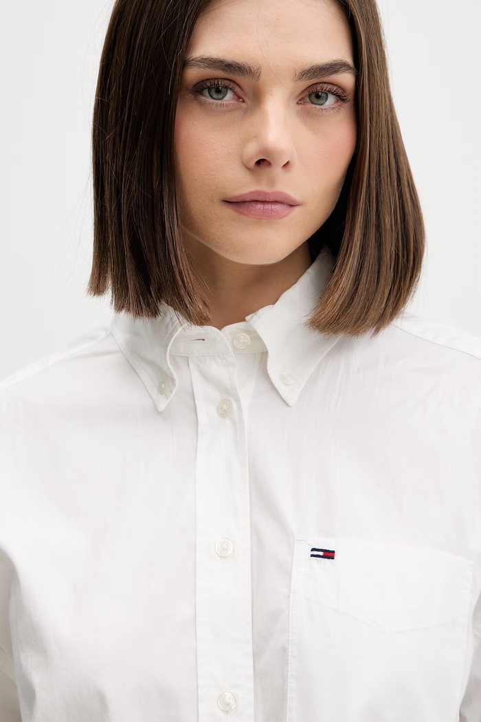Tommy Jeans cămașă pentru femei, din bumbac bej DW0DW22766