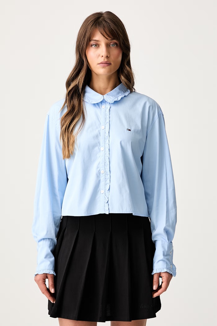 Tommy Jeans koszula damska bawełniana niebieski DW0DW22767