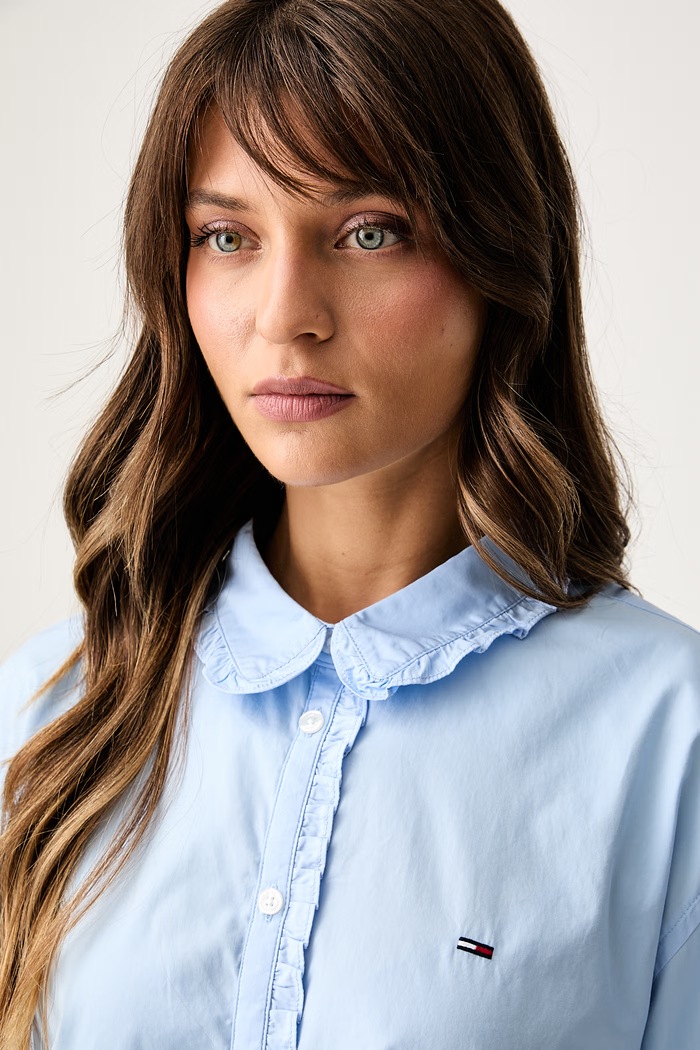 Tommy Jeans koszula damska bawełniana niebieski DW0DW22767