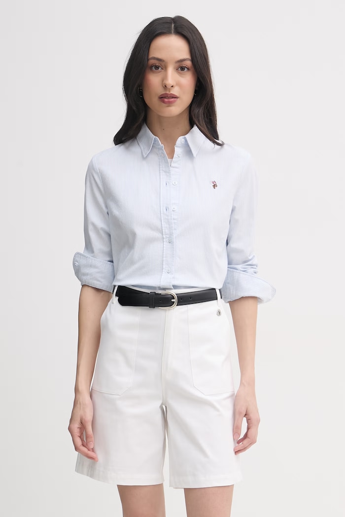 U.S. Polo Assn. koszula STRIPE STRETCH CLASSIC FIT OXFORD z elastanem niebieski WUP1416